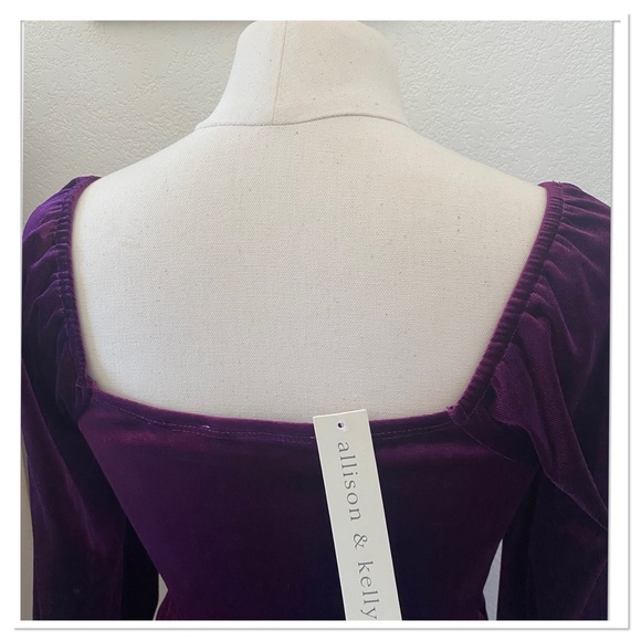 Allison & Kelly Women’s Long Sleeve Velvet Babydoll Dress - Picture 4 of 4